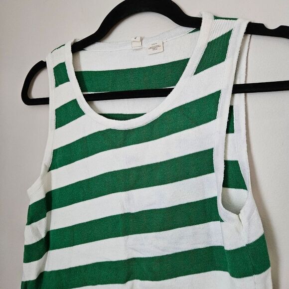 Moth Tank Top Knit Striped Anthropologie Green White Casual Crewneck Coastal - Picture 3 of 10